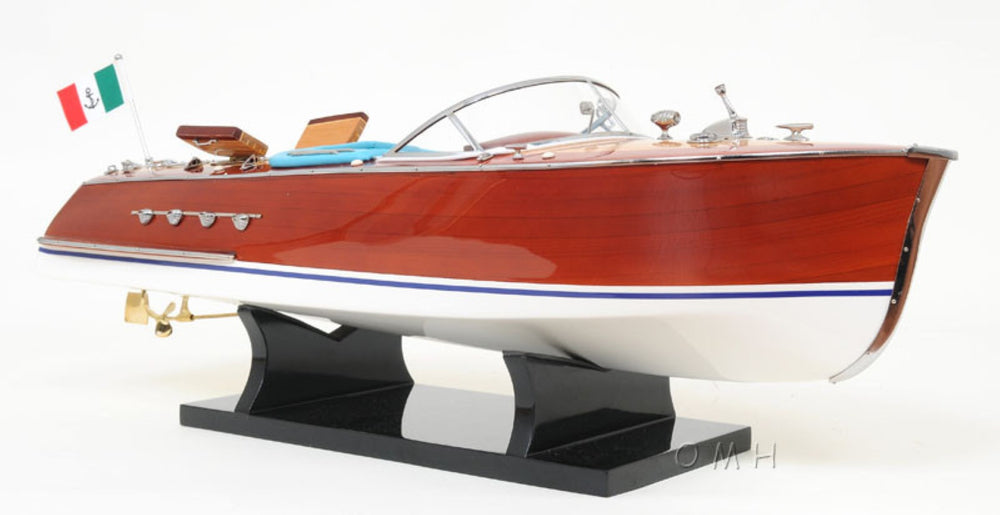 HomeRoots 8" Hand-Painted Wooden Model Boat - Vintage Nautical Charm for Coastal and Farmhouse Decor Accents 624217