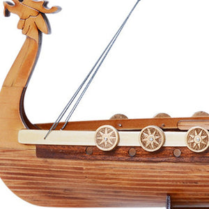 HomeRoots 10" Hand-Painted Unfinished Wood Model Boat – Artisan-Made Nautical Decor for Home & Gifts! 624227