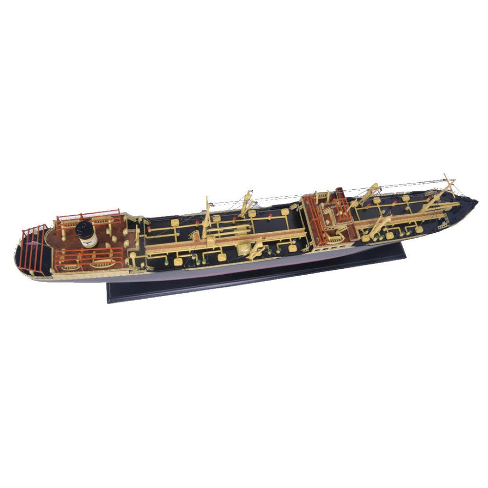 HomeRoots 10" Hand-Painted Unfinished Wood Model Boat – Vintage Nautical Decor for Home or Thoughtful Gifts 624232