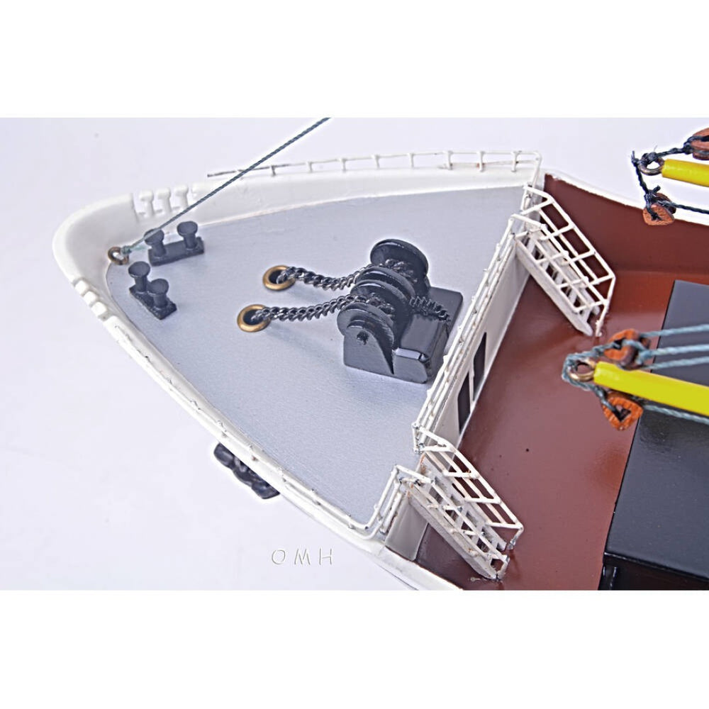HomeRoots 12" Hand-Painted Vintage Wood Model Boat – Rustic Nautical Décor for Home, Office & Gift Ideas 624234