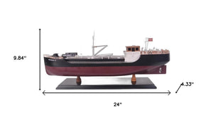 HomeRoots 10" Hand-Painted Wooden Model Boat - Nautical Charm for Home Decor, Unique Gift for All Occasions 624235