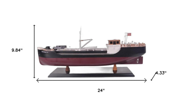 HomeRoots 10" Hand-Painted Wooden Model Boat - Nautical Charm for Home Decor, Unique Gift for All Occasions 624235