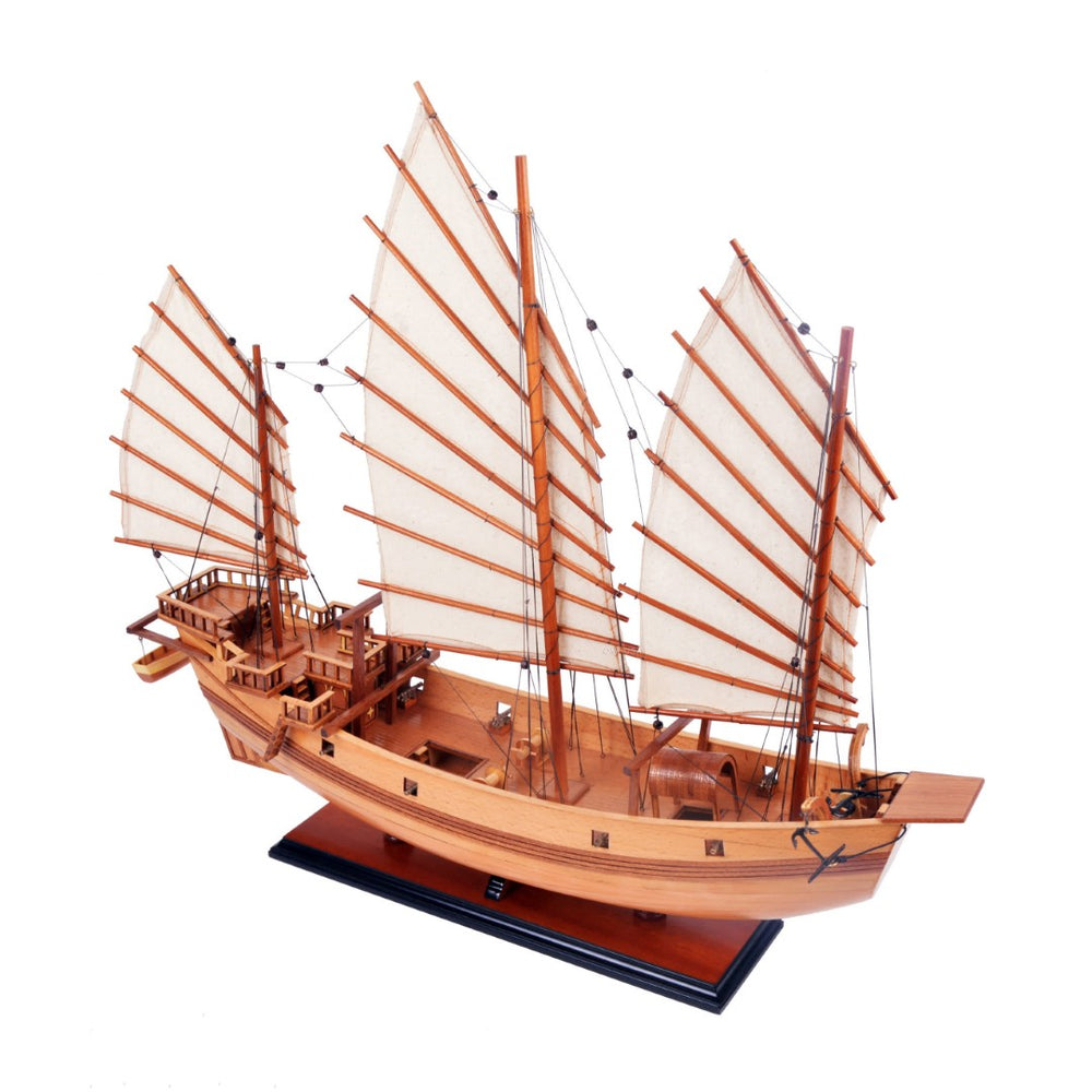 HomeRoots 23" Hand-Painted Unfinished Wood Model Boat – Vintage Charm for Rustic Decor & Unique Gifts 624238