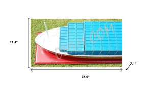 HomeRoots 11" Hand-Painted Wooden Model Boat – Vintage Nautical Decor for Home, Unique Gift for All Occasions 624243