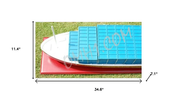 HomeRoots 11" Hand-Painted Wooden Model Boat – Vintage Nautical Decor for Home, Unique Gift for All Occasions 624243