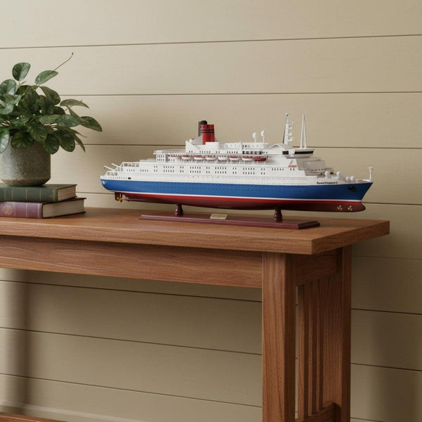 HomeRoots 14" Hand-Painted Unfinished Wood Model Boat – Nautical Decor for Coastal Homes & Collectors' Delight! 624245