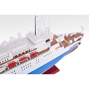 HomeRoots 14" Hand-Painted Unfinished Wood Model Boat – Nautical Decor for Coastal Homes & Collectors' Delight! 624245