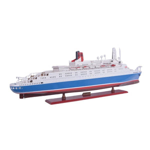 HomeRoots 14" Hand-Painted Unfinished Wood Model Boat – Nautical Decor for Coastal Homes & Collectors' Delight! 624245