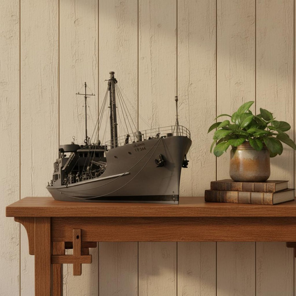 HomeRoots 10" Hand-Painted Wooden Model Boat – Vintage Nautical Decor for Coastal, Farmhouse & Traditional Styles 624259