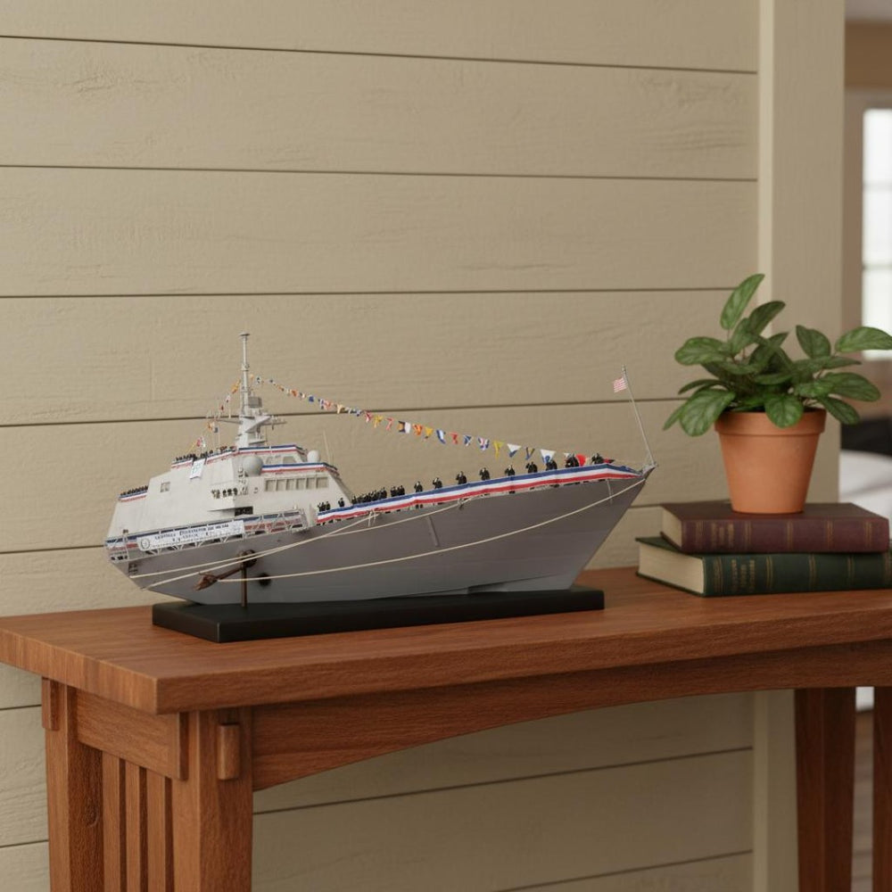 HomeRoots 10" Unfinished Wood Hand-Painted Nautical Model Boat – Vintage Accent for Coastal Home Décor 624263