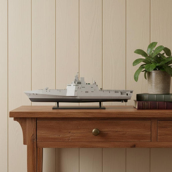HomeRoots 10" Hand-Painted Unfinished Wood Model Boat - Nautical Charm for Coastal Decor & Thoughtful Gifts 624265