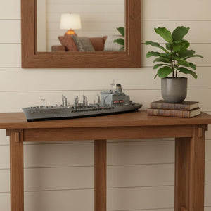 HomeRoots 10" Hand Painted Wooden Model Boat - Charming Coastal Décor for Home, Unique Gift for All Occasions 624269