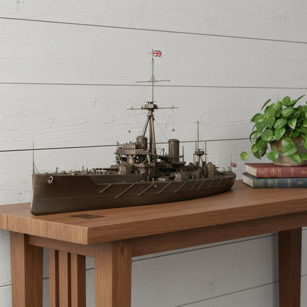 HomeRoots 10" Unfinished Wood Hand-Painted Model Boat - Vintage Charm for Home Decor & Thoughtful Gifts 624277
