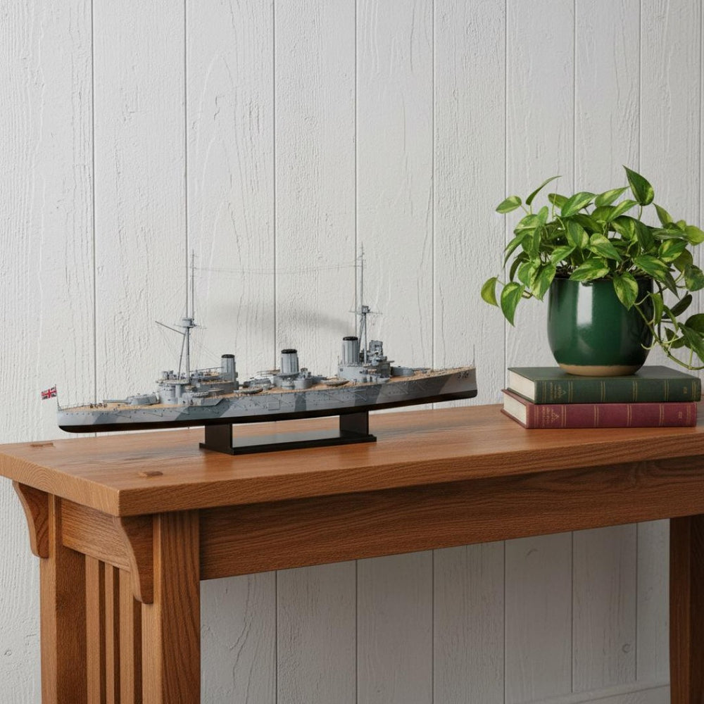 HomeRoots 10" Hand-Painted Wooden Model Boat – Vintage Nautical Décor for Coastal and Rustic Interiors 624278