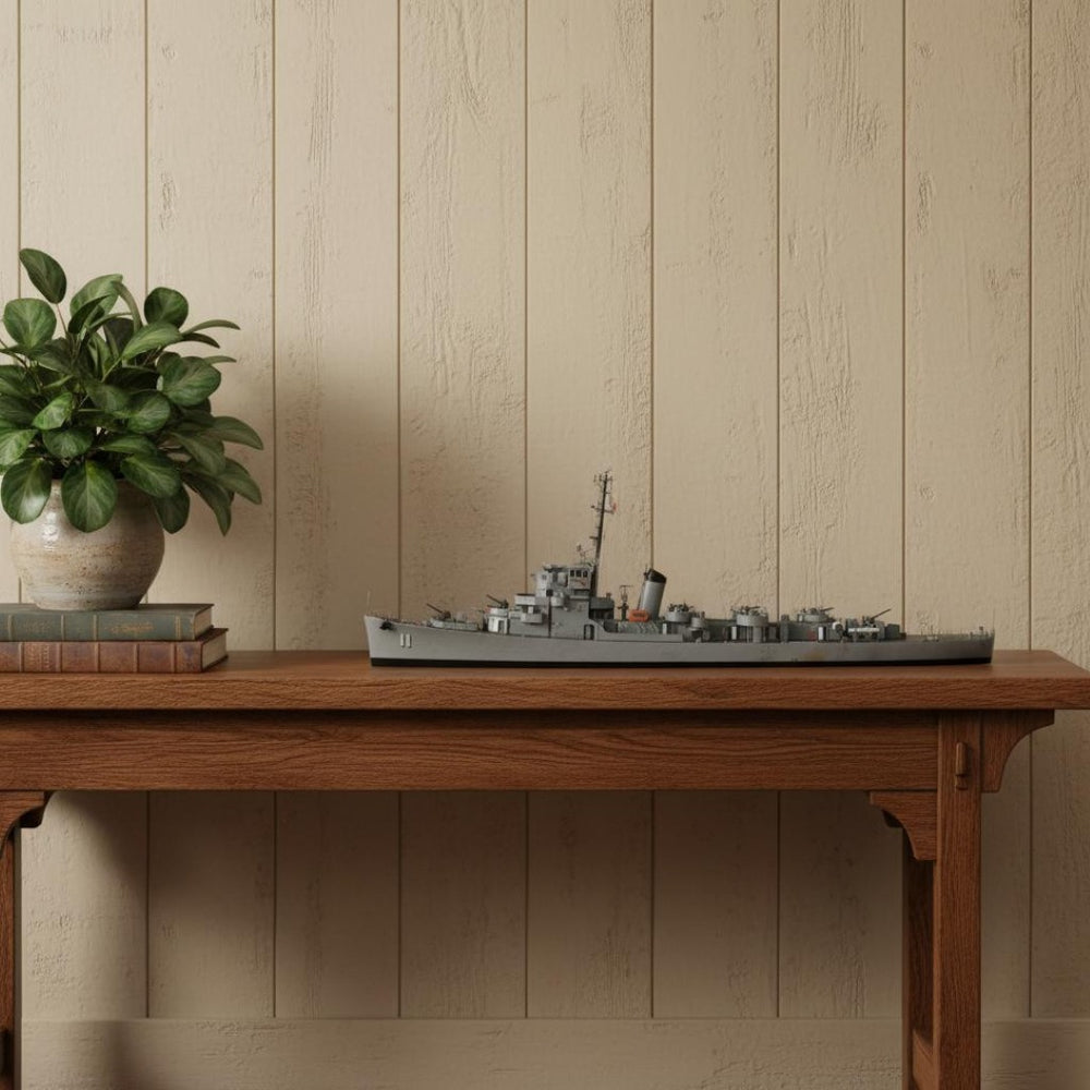 HomeRoots 10" Hand-Painted Unfinished Wood Model Boat - Vintage Maritime Decor for Home & Unique Gifts 624284