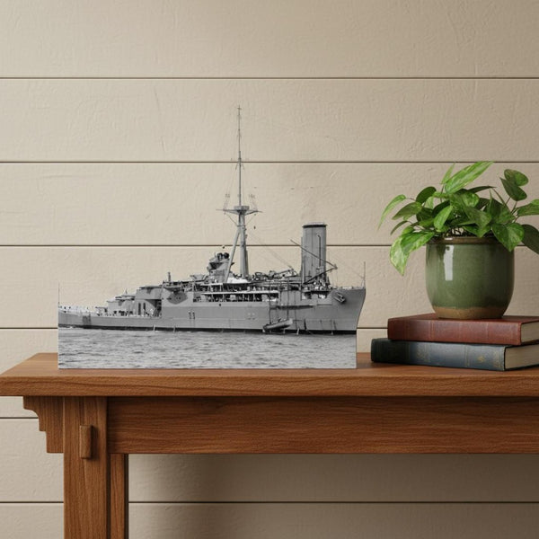 HomeRoots 10" Hand-Painted Model Boat – Coastal Charm Tabletop Decor, Unique Gift for Nautical Lovers 624288