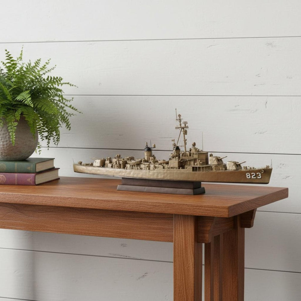 HomeRoots 10" Hand-Painted Wooden Model Boat - Vintage Nautical Décor for Home, Gift, and Tabletop Accent 624295