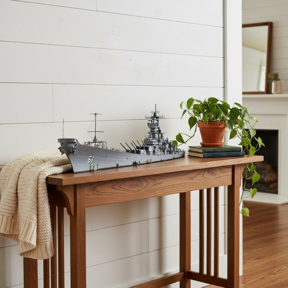 HomeRoots 10" Hand-Painted Unfinished Wood Model Boat - Vintage Coastal Decor Accent & Unique Gift Idea 624300