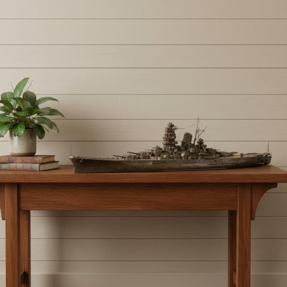 HomeRoots 10" Hand-Painted Wooden Model Boat – Vintage Nautical Decor for Home, Office, or Thoughtful Gift 624304