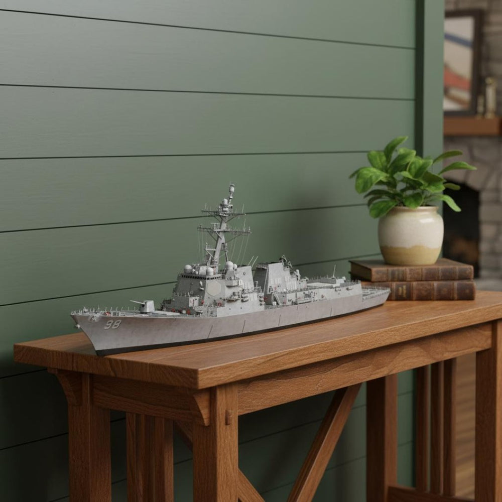 HomeRoots 10" Hand Painted Model Boat - Vintage Nautical Decor for Coastal and Farmhouse Interiors, Unique Gift 624307