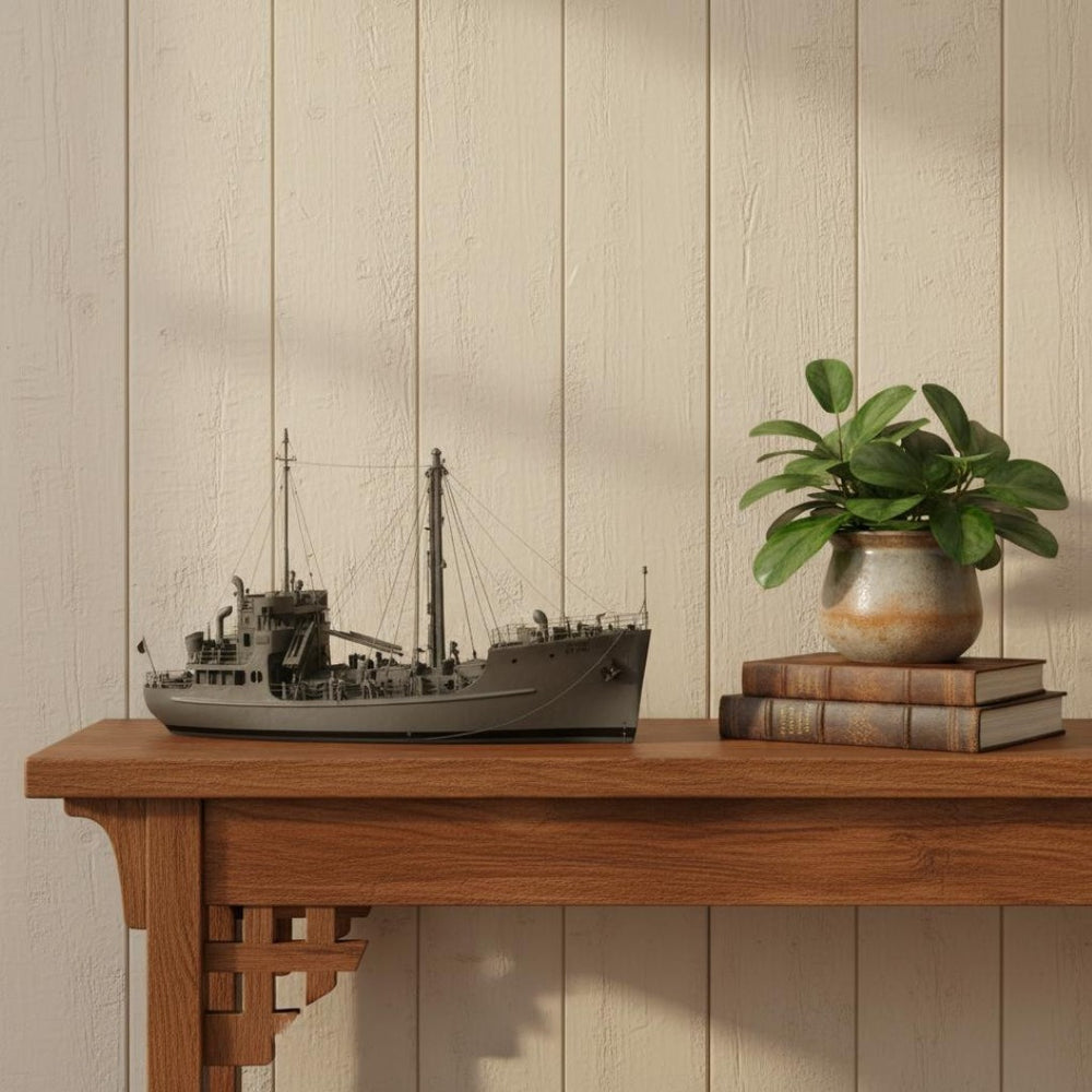 HomeRoots 10" Hand-Painted Wooden Model Boat - Nautical Decor Accent for Coastal Charm & Unique Gifts! 624312