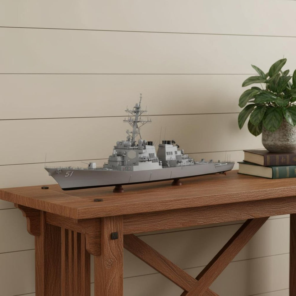 HomeRoots 10" Hand-Painted Vintage Wooden Model Boat - Elegant Tabletop Décor for Home & Nautical Lovers 624314