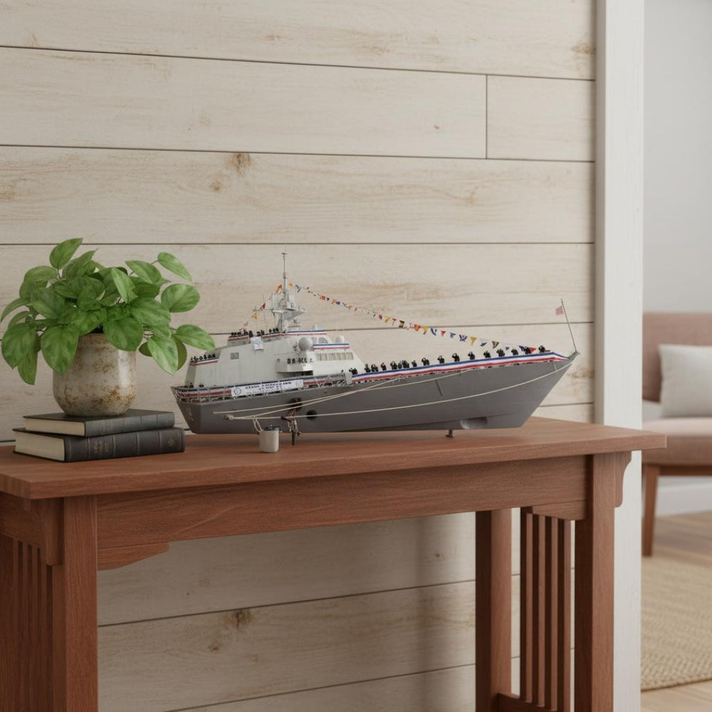 HomeRoots 10" Handcrafted Vintage-Inspired Wooden Model Boat - Unique Nautical Decor for Home & Gift Ideas 624316
