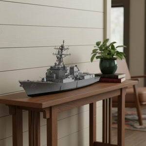 HomeRoots 10" Hand-Painted Wooden Model Boat – Artisan-Crafted Nautical Decor for Home & Office Accent Pieces 624319