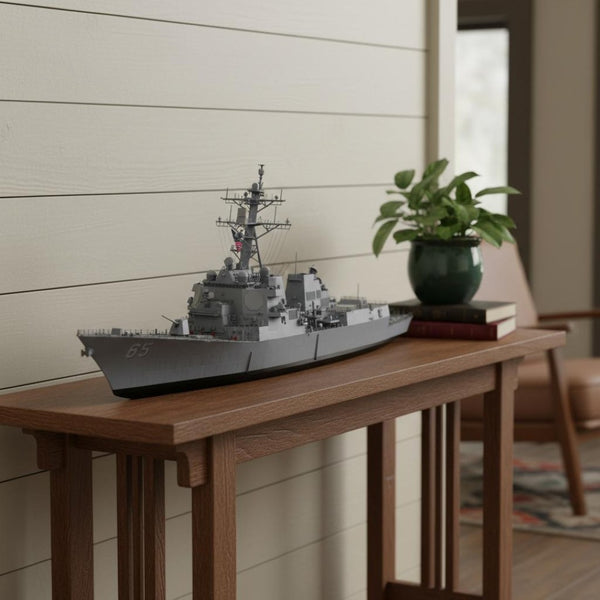 HomeRoots 10" Hand-Painted Wooden Model Boat – Artisan-Crafted Nautical Decor for Home & Office Accent Pieces 624319