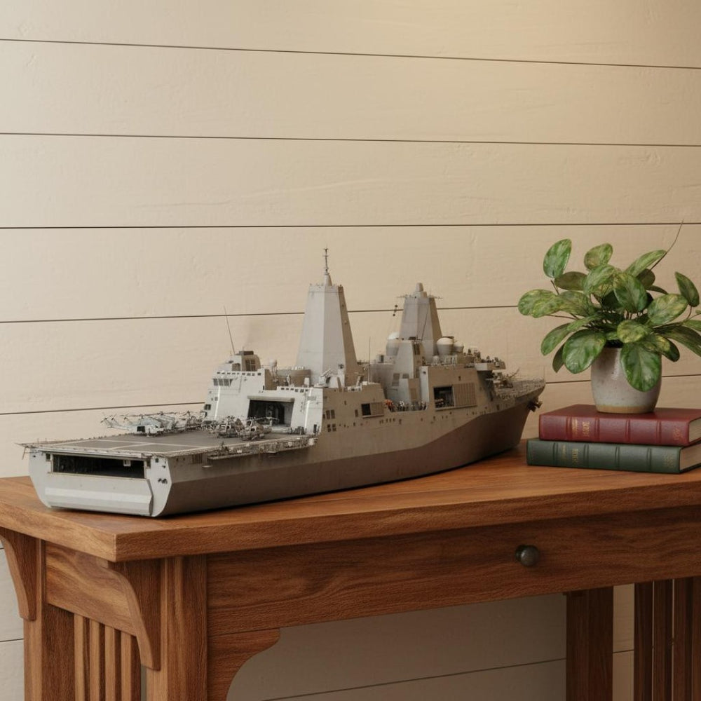 HomeRoots 10" Unfinished Wood Hand Painted Model Boat - Vintage Charm for Home Décor & Unique Gift Option 624323