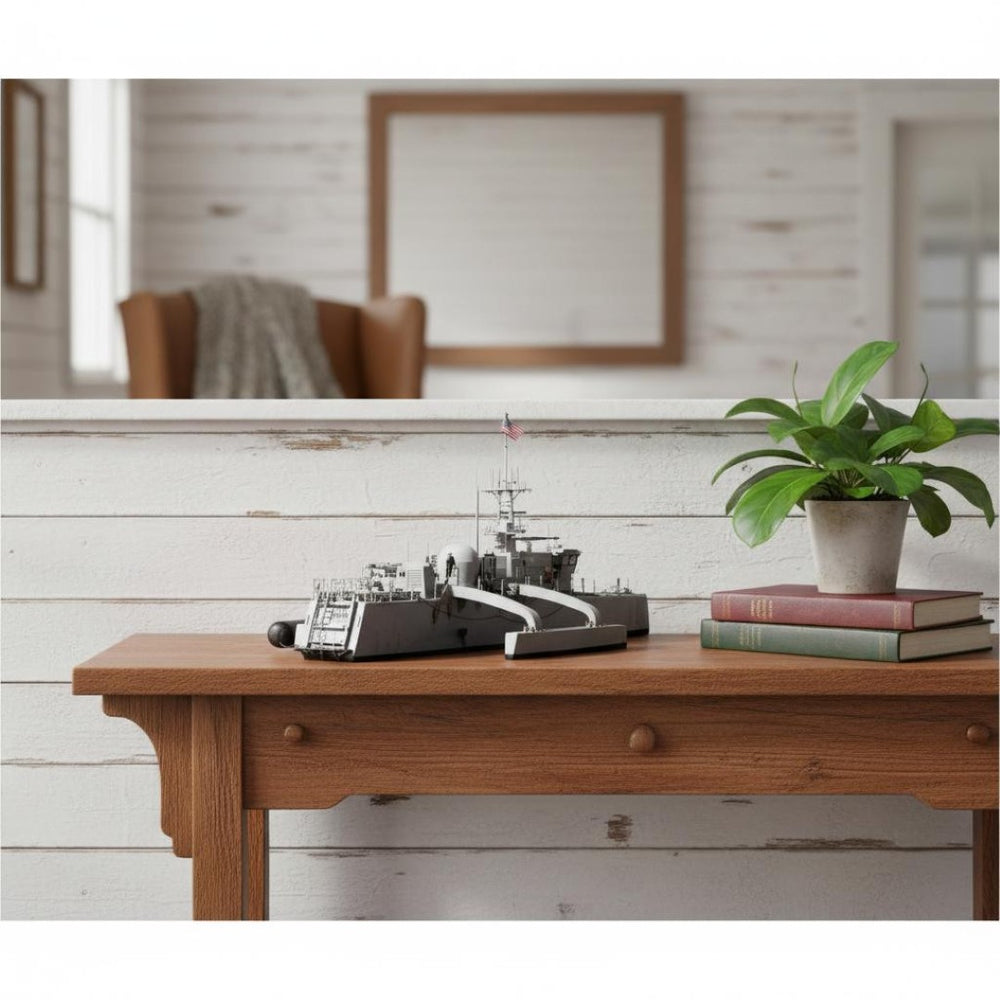 HomeRoots 10" Hand-Painted Wooden Model Boat - Coastal Charm & Vintage Decor for Home Accents & Gifts 624324