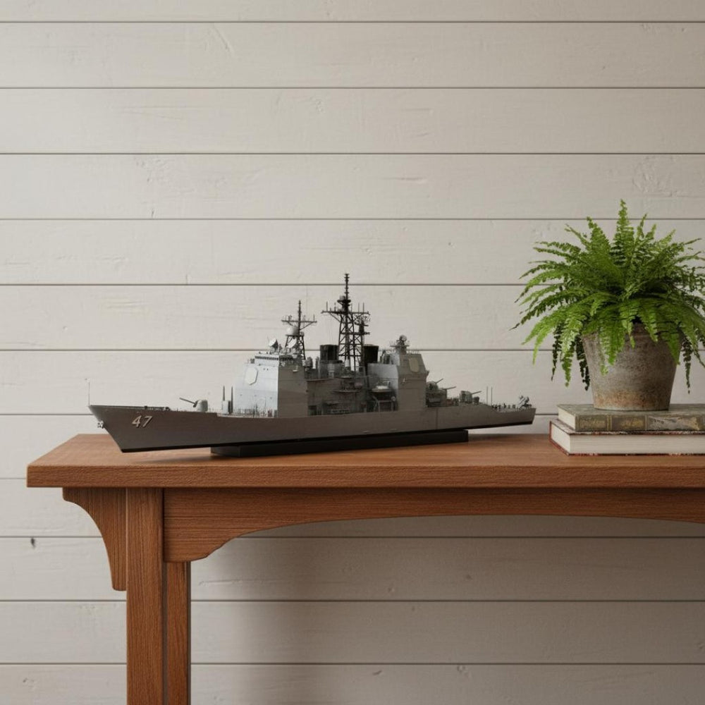 HomeRoots 10" Hand-Painted Wooden Model Boat – Vintage Nautical Décor for Coastal Homes, Unique Gift Idea 624325