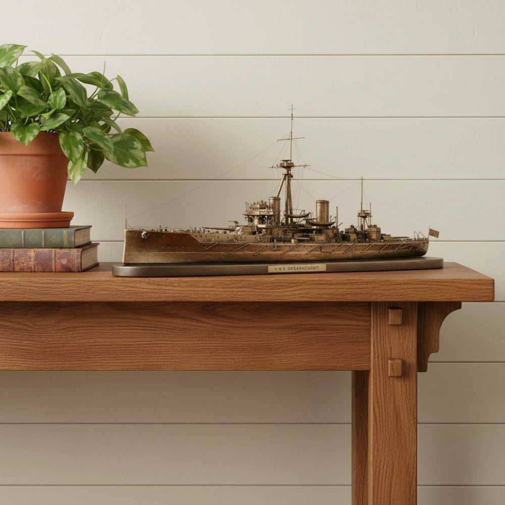 HomeRoots 10" Hand Painted Wooden Model Boat – Artisan Crafted Nautical Décor for Home & Thoughtful Gifts 624330
