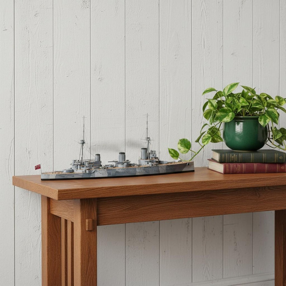 HomeRoots 10" Hand-Painted Model Boat - Vintage-Inspired Wooden Decor for Tabletop, Gifts & Nautical Charm 624331
