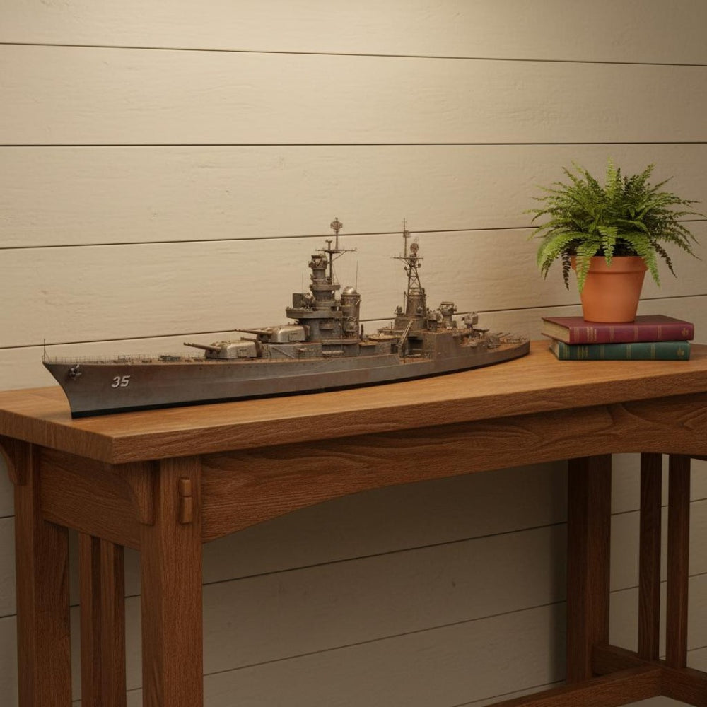 HomeRoots 10" Hand-Painted Unfinished Wood Model Boat – Vintage Nautical Decor for Home & Unique Gifts 624343