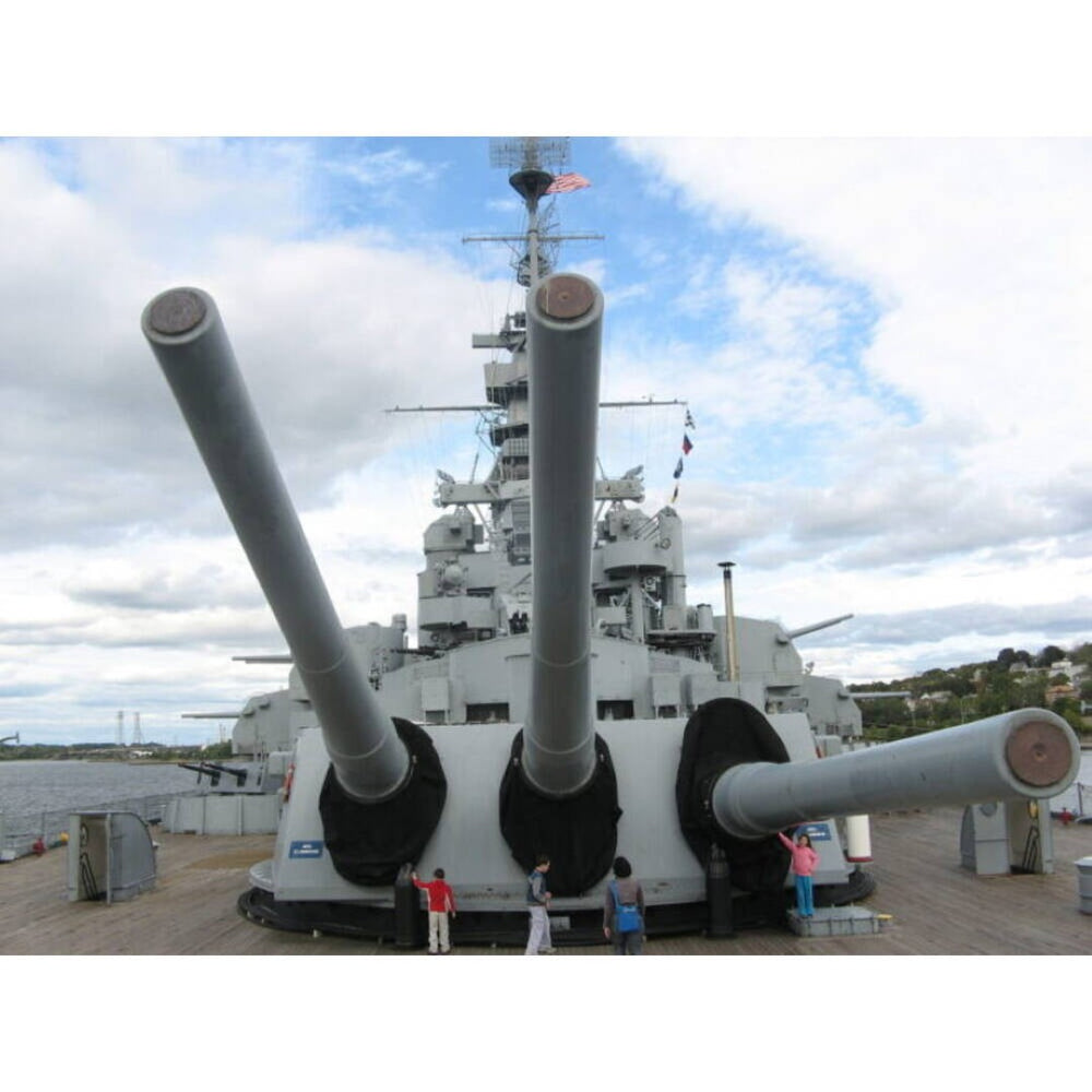 HomeRoots 10" Hand-Painted Wooden USS Massachusetts Model Boat – Vintage Nautical Decor & Unique Gift Idea! 624344