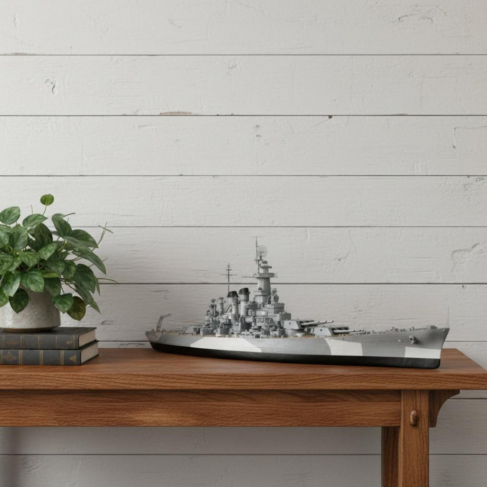 HomeRoots 10" Hand-Painted Wooden Model Boat - Vintage Coastal Décor for Tabletop Displays & Gift Giving 624345