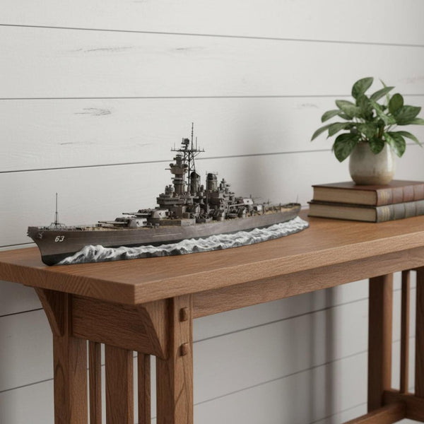 HomeRoots 10" Hand-Painted Unfinished Wood Model Boat – Unique Nautical Decor for Home and Thoughtful Gifts 624355