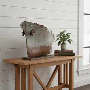 HomeRoots 10" Hand-Painted Wooden Model Boat - Unique Nautical Décor for Home Accents & Thoughtful Gifts 624356