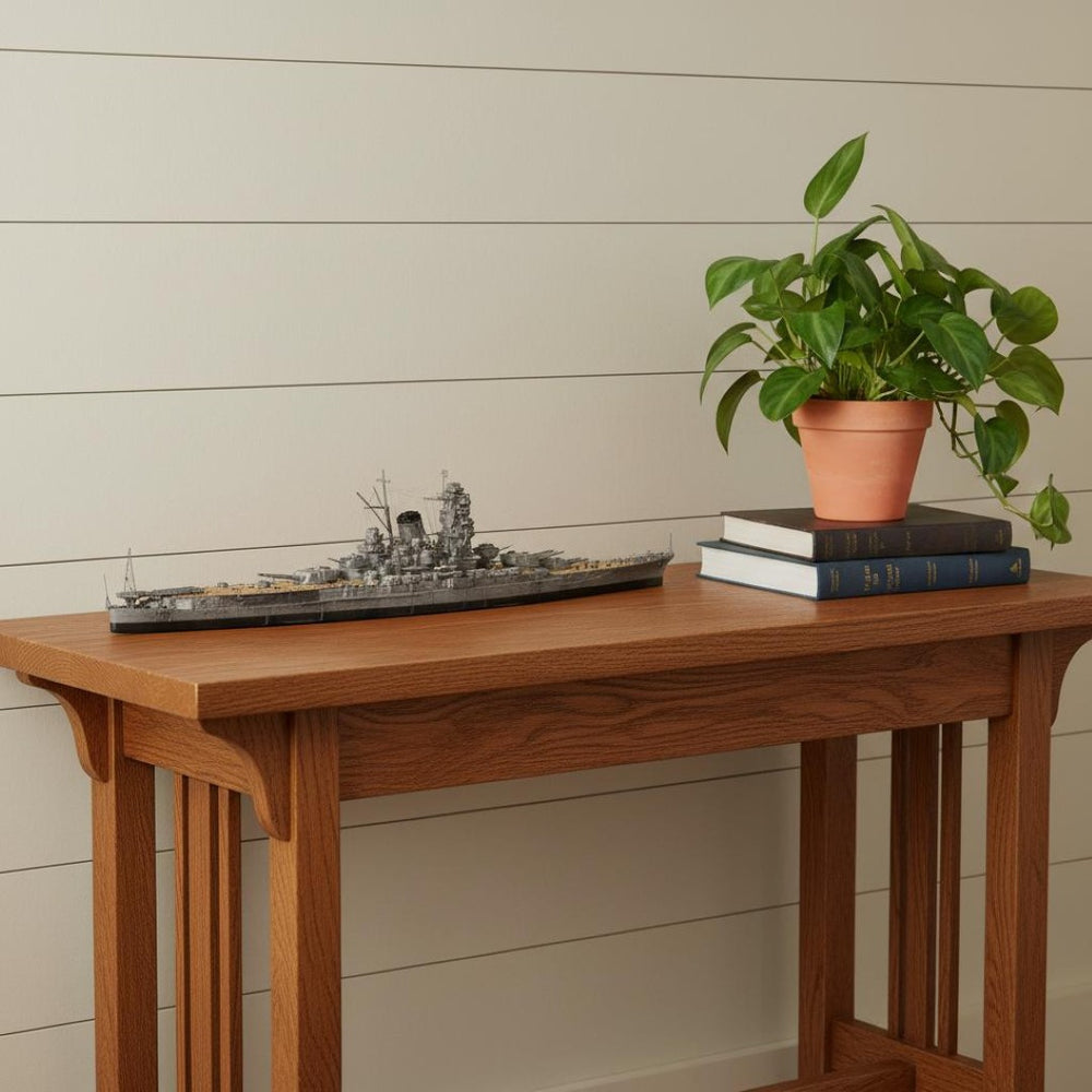 HomeRoots 10" Unfinished Wood Hand-Painted Model Boat - Vintage Charm, Perfect for Home Decor & Gifting 624357