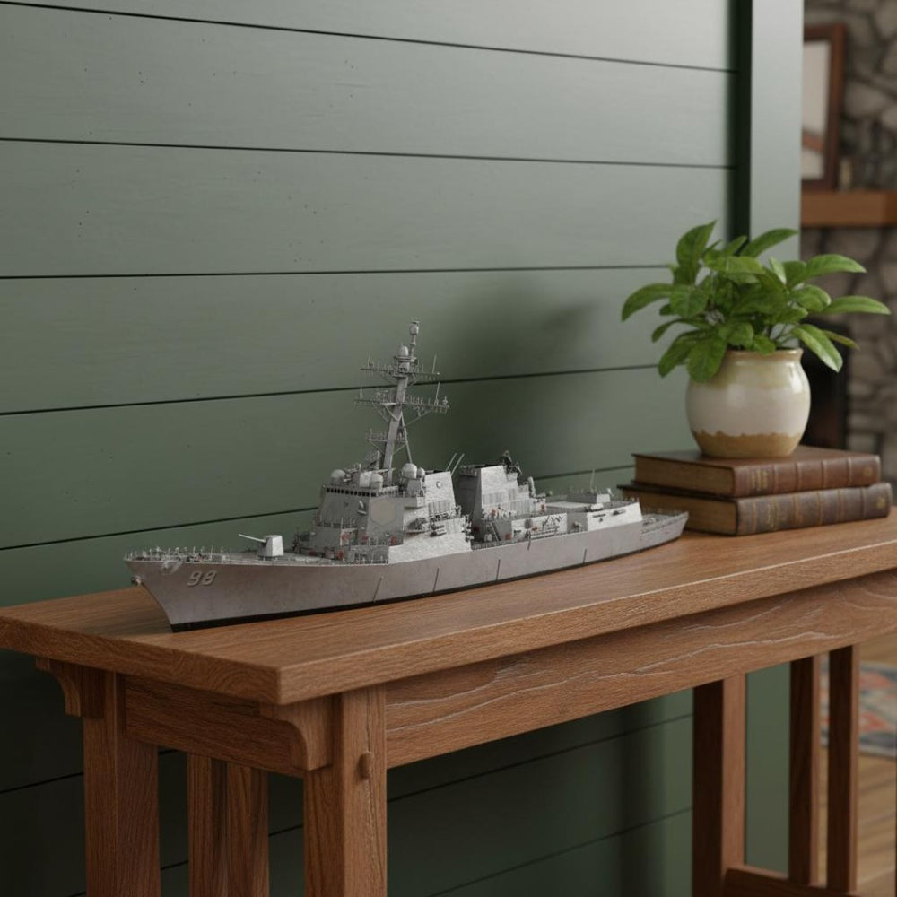HomeRoots 10" Hand-Painted Wood Model Boat – Vintage Nautical Decor for Shelves, Tables, and Unique Gifts 624358