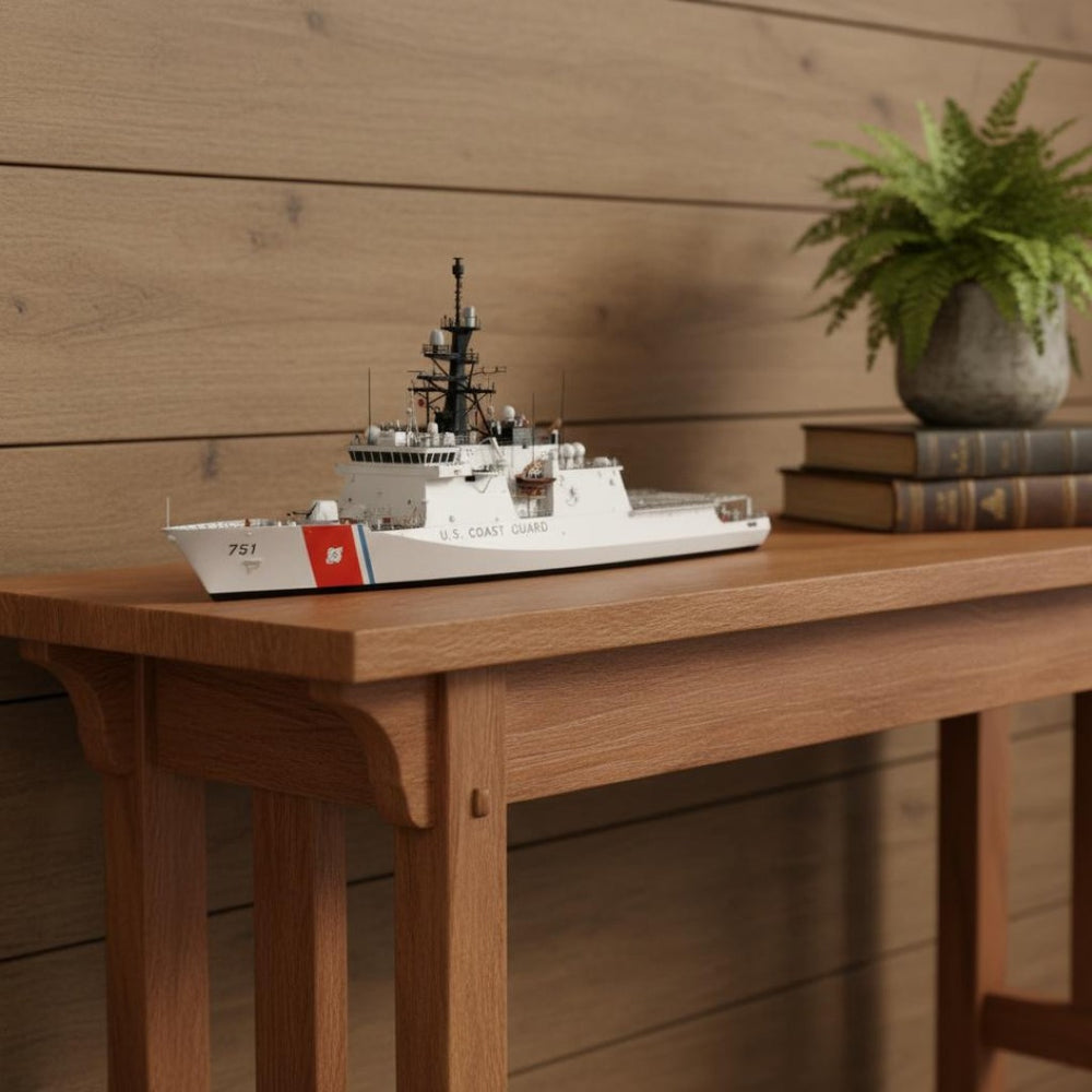 HomeRoots 10" Unfinished Wood Hand-Painted Nautical Model Boat - Vintage Coastal Decor for Home & Office 624362