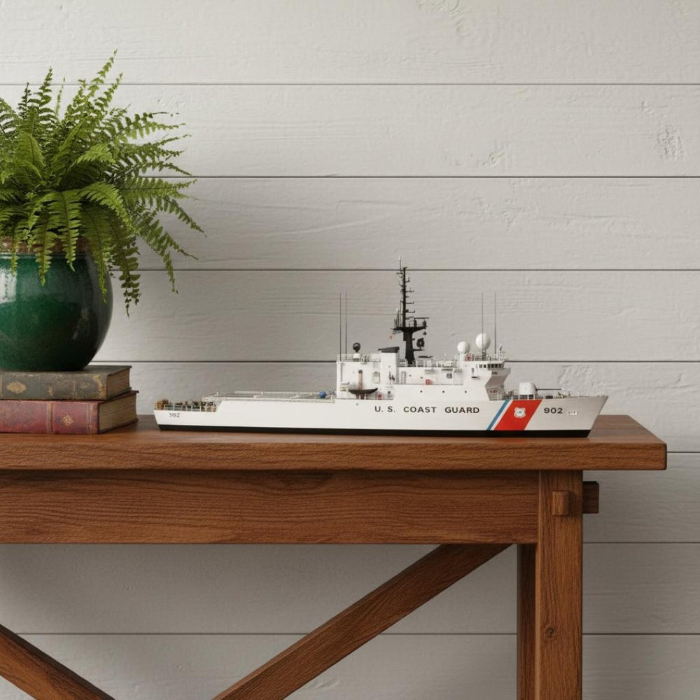HomeRoots 10" Hand-Painted Wooden Model Boat - Artisan Crafted Vintage Nautical Décor for Home Display & Gifts 624386