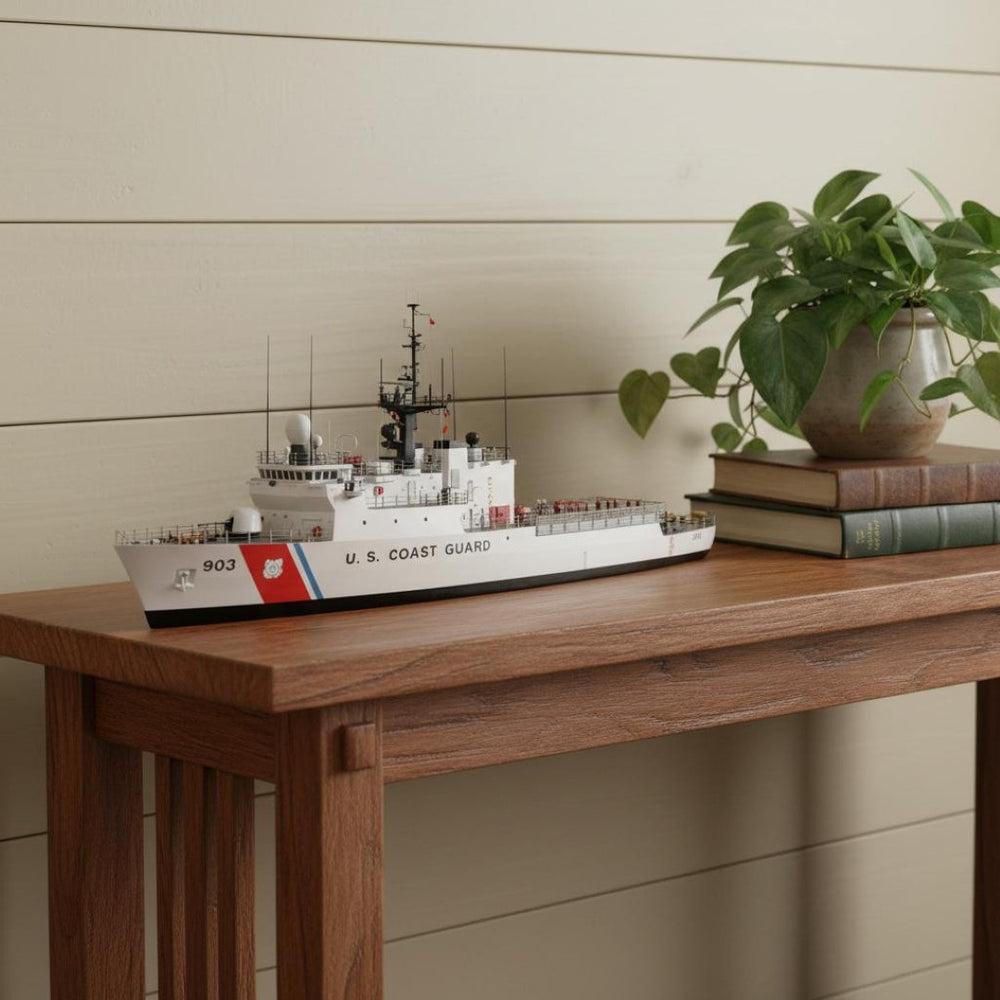 HomeRoots 10" Hand-Painted Wooden Model Boat - Vintage Nautical Charm for Home Décor & Gift Giving Delight 624387