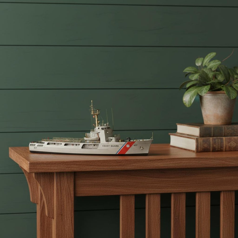 HomeRoots 10" Unfinished Wood Hand-Painted Nautical Model Boat - Rustic Home Decor Perfect for Coastal Vignettes 624399