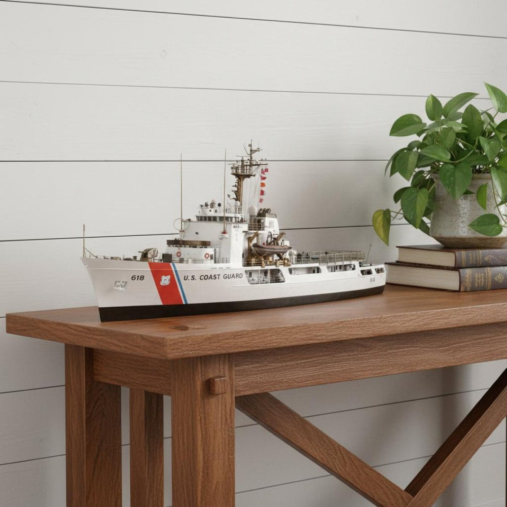 HomeRoots 10" Hand-Painted Vintage Wood Model Boat – Artisan Crafted Coastal Décor for Home Accents & Gifts 624400