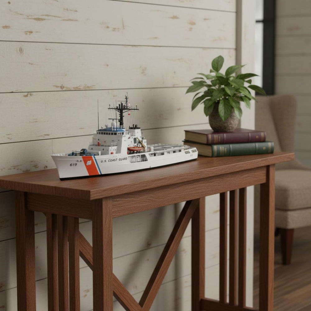 HomeRoots 10" Hand-Painted Vintage Wood Model Boat - Coastal Décor for Home, Unique Gift Idea & Tabletop Accent 624401