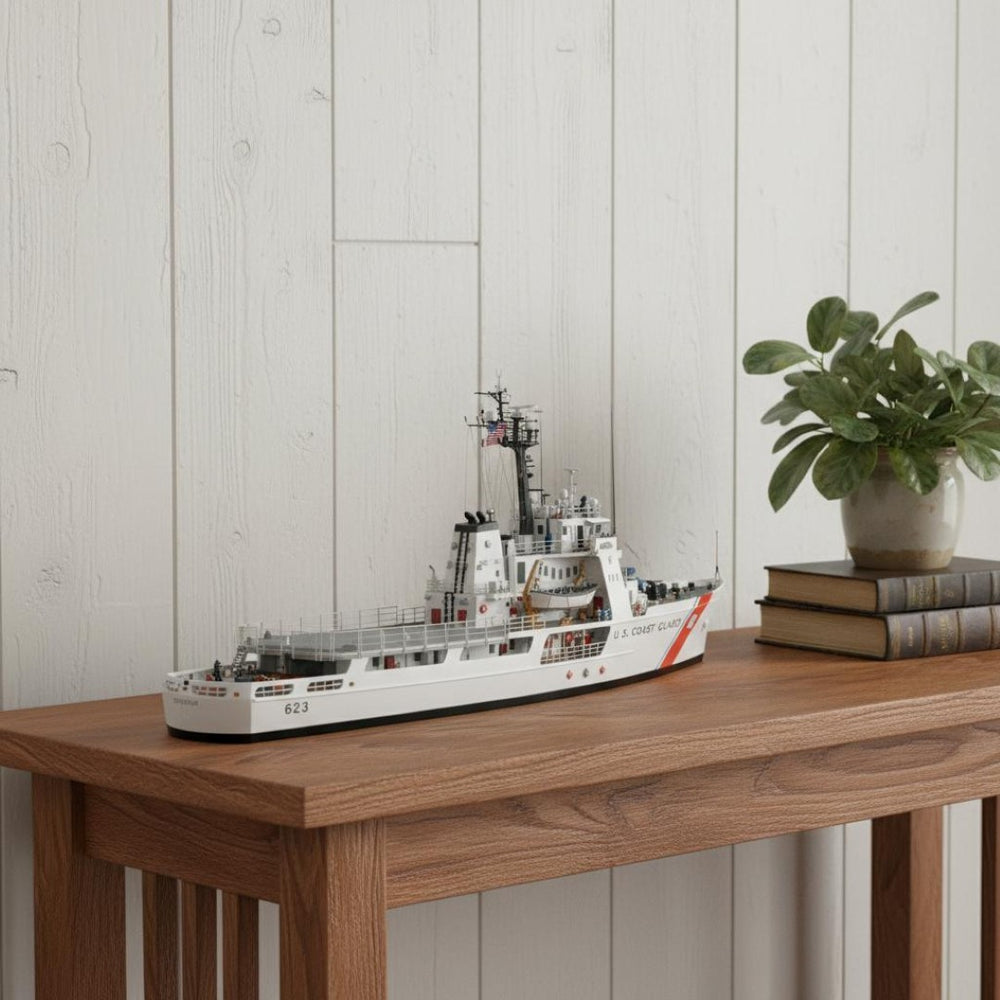 HomeRoots 10" Hand-Painted Wooden Model Boat - Vintage Nautical Charm for Home, Office, or Gift Display 624405