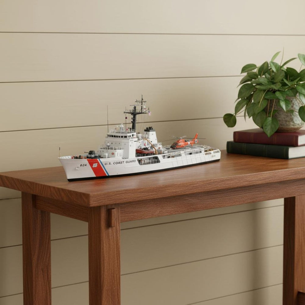 HomeRoots 10" Unfinished Wood Hand Painted Model Boat – Vintage Nautical Decor for Coastal Home Accents 624406