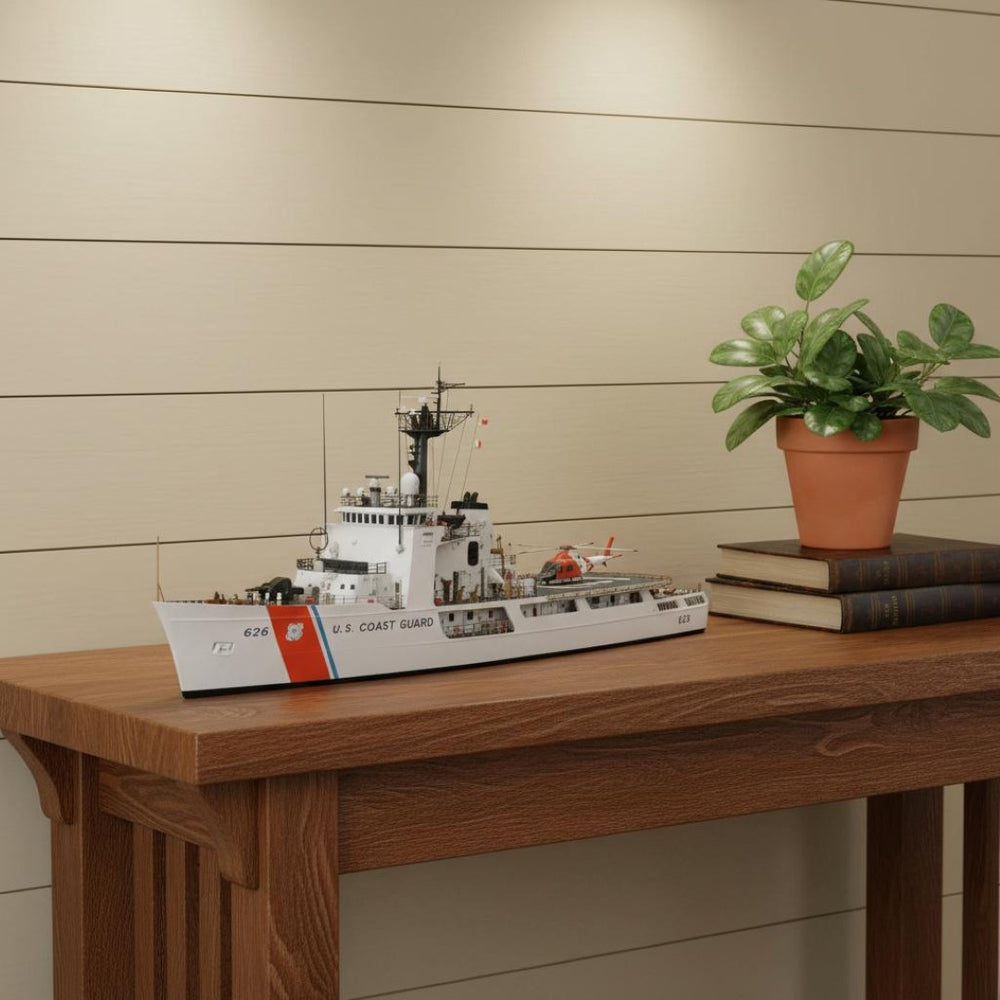HomeRoots 10" Hand-Painted Wooden Model Boat - Vintage Nautical Décor for Coastal Charm & Unique Gift Ideas 624407